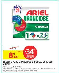 LESSIVE PODS GRANDIOSE ORIGINAL 21 DOSES ARIEL