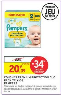 COUCHES PREMIUM PROTECTION DUO PACK T2 X108 PAMPERS