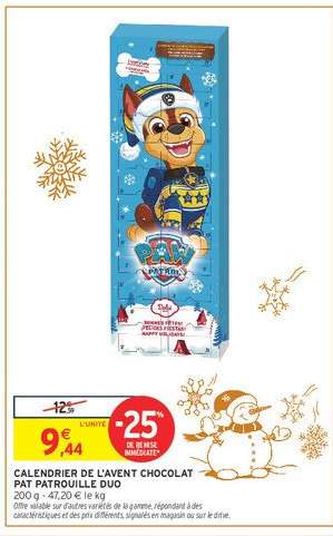 Calendrier de l'Avent Chocolat Pat Patrouille Duo