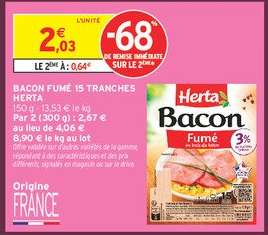 Bacon Fumé 15 Tranches Herta