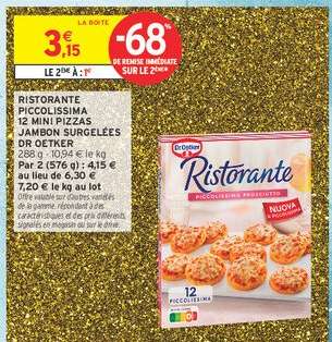 RISTORANTE PICCOLISSIMA 12 MINI PIZZAS JAMBON SURGELÉES DR OETKER