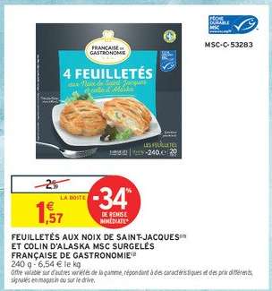 FEUILLETÉS AUX NOIX DE SAINT-JACQUES ET COLIN D'ALASKA MSC SURGELÉS FRANÇAISE DE GASTRONOMIE