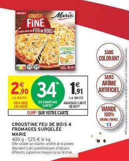 Croustine Feu de Bois 4 Fromages Surgelée Marie