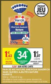 PAIN DE MIE NATURE AMERICAN SANDWICH SANS SUCRES AJOUTÉS NATURE HARRYS