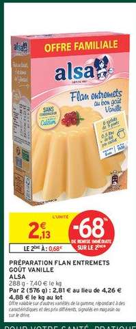 PRÉPARATION FLAN ENTREMETS GOÛT VANILLE ALSA