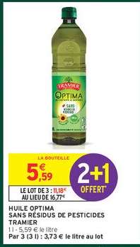 HUILE OPTIMA SANS RÉSIDUS DE PESTICIDES TRAMIER