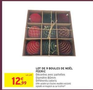 LOT DE 9 BOULES DE NOËL FEERIC