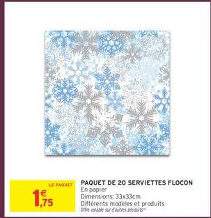 PAQUET DE 20 SERVIETTES FLOCON