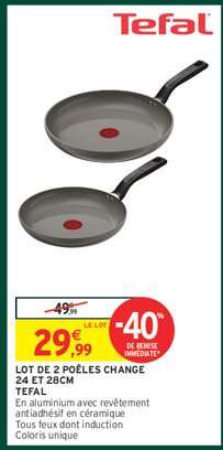 Lot de 2 poêles Change 24 et 28cm