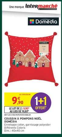 Coussin à Pompons Noël Domédia