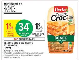 TENDRE CROC' X2 COMTÉ ET JAMBON