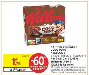 Barres Céréales Coco Pops Kellogg's
