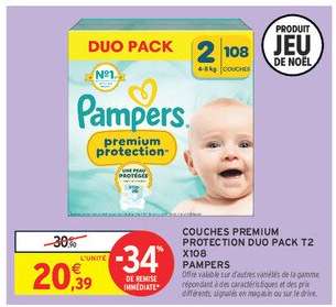 COUCHES PREMIUM PROTECTION DUO PACK T2 X108 PAMPERS