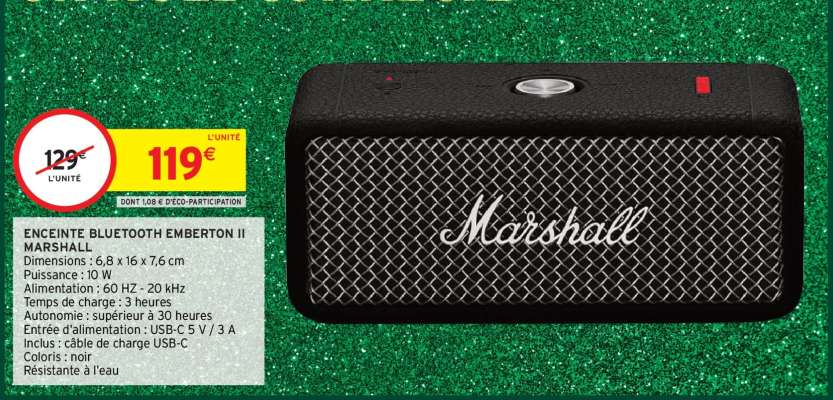 ENCEINTE BLUETOOTH EMBERTON II MARSHALL