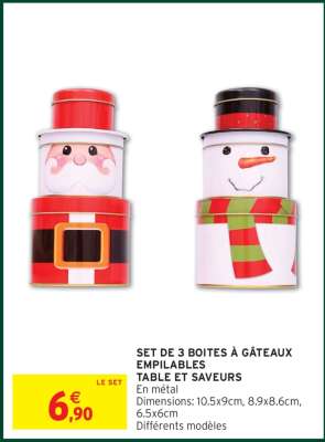 SET DE 3 BOITES À GÂTEAUX EMPILABLES