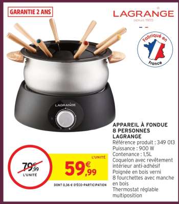 APPAREIL À FONDUE 8 PERSONNES LAGRANGE