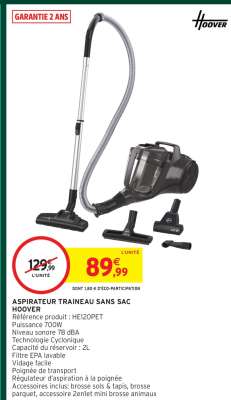 ASPIRATEUR TRAÎNEAU SANS SAC “HOOVER”