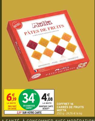 COFFRET 16 CARRÉS DE FRUITS MOTTA