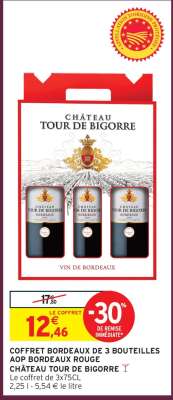 COFFRET BORDEAUX DE 3 BOUTEILLES AOP BORDEAUX ROUGE CHÂTEAU TOUR DE BIGORRE