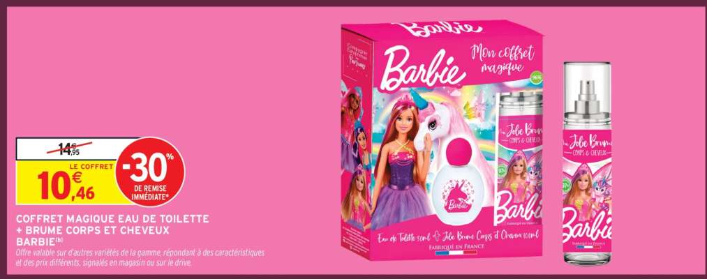 COFFRET MAGIQUE EAU DE TOILETTE + BRUME CORPS ET CHEVEUX BARBIE