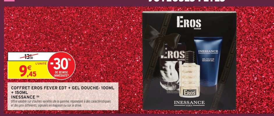 COFFRET EROS FEVER EDT + GEL DOUCHE- 100ML + 150ML INESSANCE