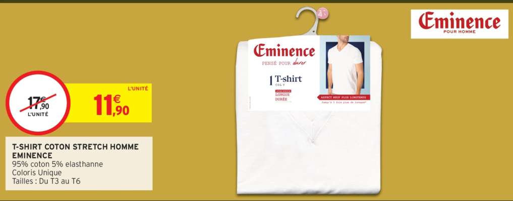 T-SHIRT COTON STRETCH HOMME EMINENCE