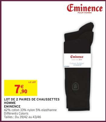 LOT DE 2 PAIRES DE CHAUSSETTES HOMME