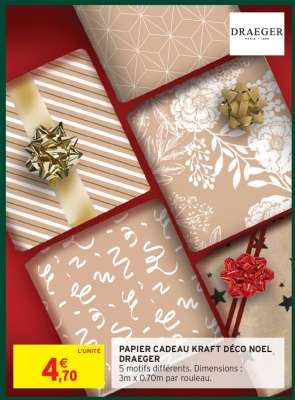 PAPIER CADEAU KRAFT DÉCO NOEL DRAEGER