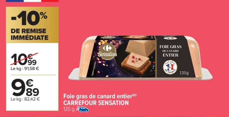 Foie gras de canard entier CARREFOUR SENSATION