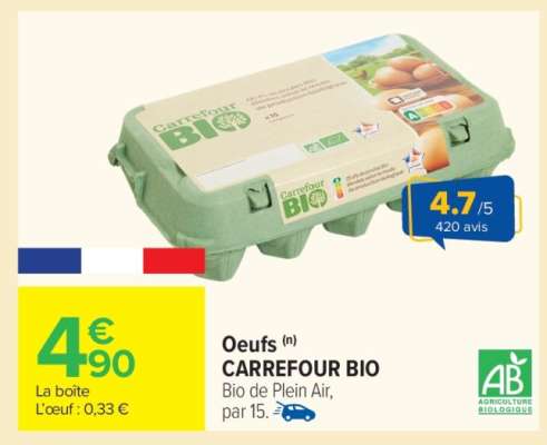 Oeufs CARREFOUR BIO