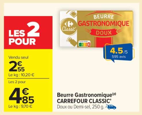 Beurre Gastronomique CARREFOUR CLASSIC’