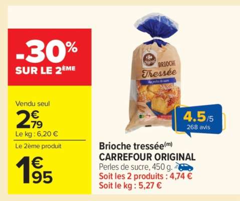 Brioche tressée CARREFOUR ORIGINAL