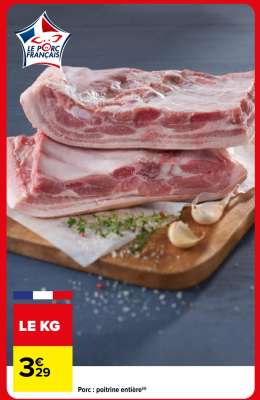 Porc : poitrine entière