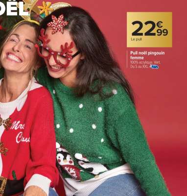 Pull noël pingouin femme