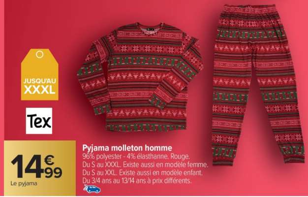 Pyjama molleton homme