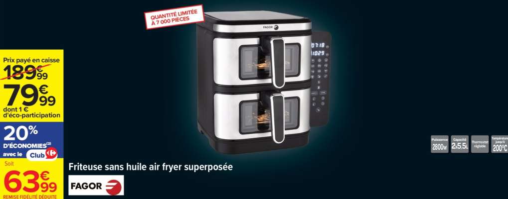 Friteuse sans huile air fryer superposée