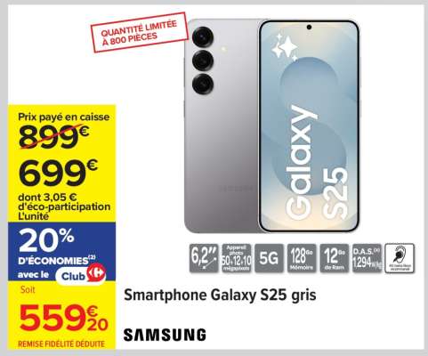 Smartphone Galaxy S25 gris