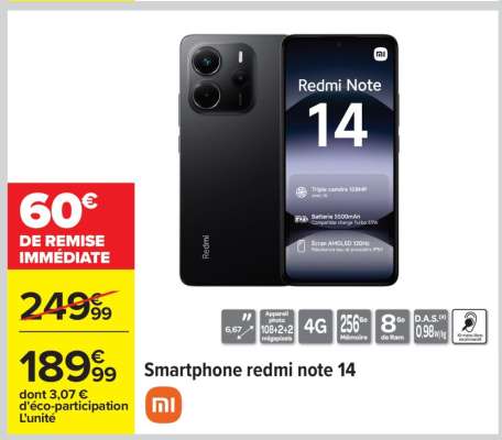 Smartphone redmi note 14