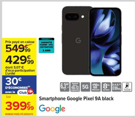 Smartphone Google pixel 9A black