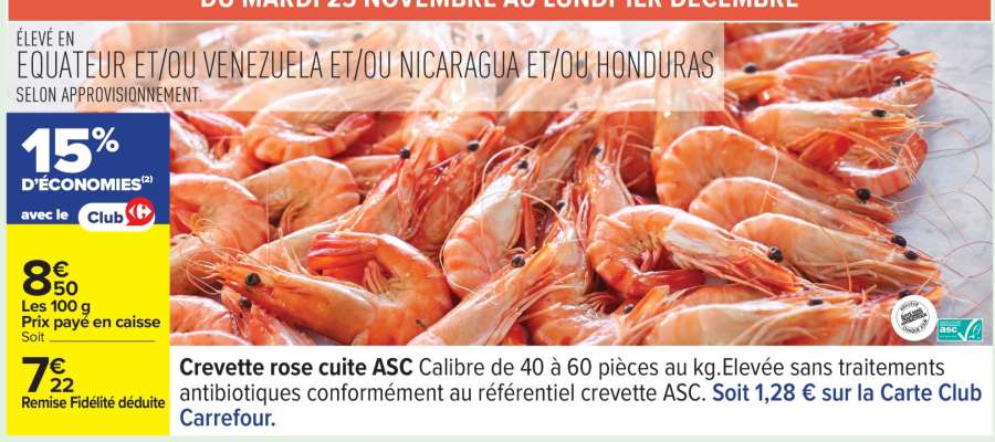 Crevette rose cuite ASC