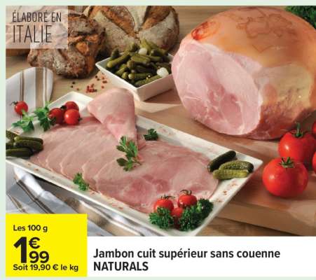 Jambon cuit supérieur sans couenne NATURALS