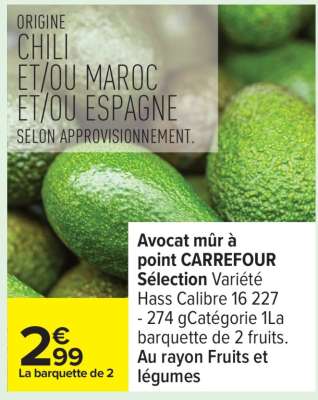 Avocat mûr à point CARREFOUR Sélection