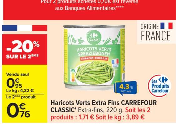 Haricots verts extra-fins CARREFOUR CLASSIC'