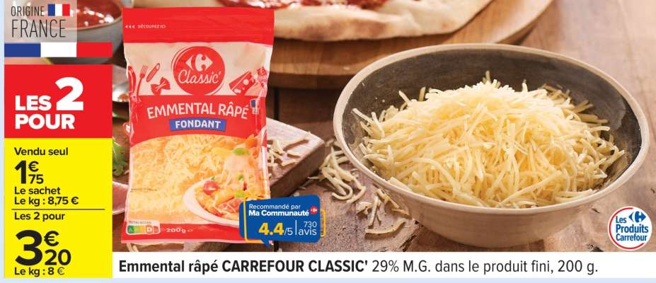 EMMENTAL RÂPÉ CARREFOUR CLASSIC