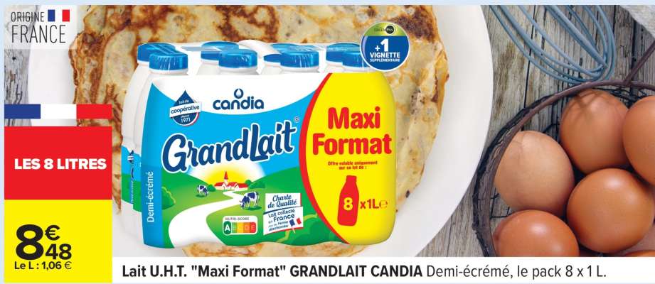 Lait U.H.T. "Maxi Format" GRANDLAIT CANDIA