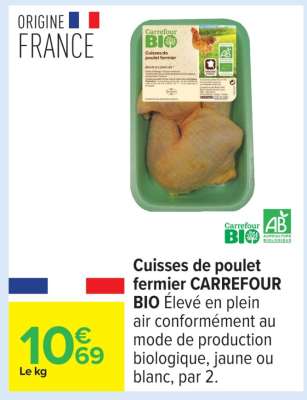 Cuisses de poulet fermier CARREFOUR BIO