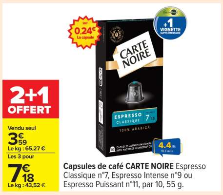 Capsules De Café Carte Noire