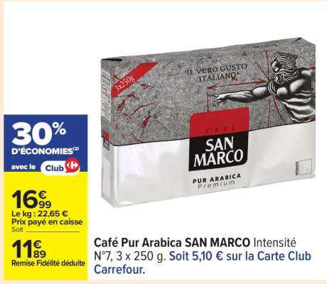 Café Pur Arabica SAN MARCO Intensité N°7