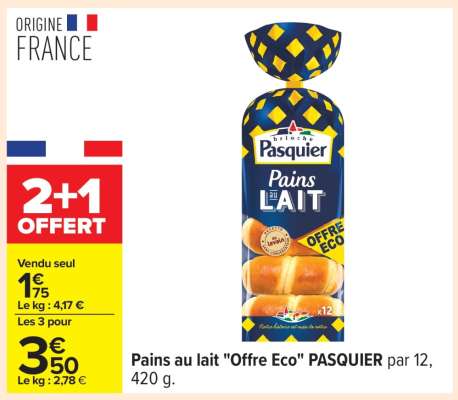 Pains au lait "Offre Eco" PASQUIER