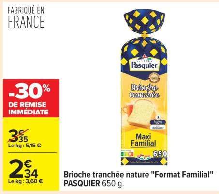 Brioche tranchée nature "Format Familial" PASQUIER